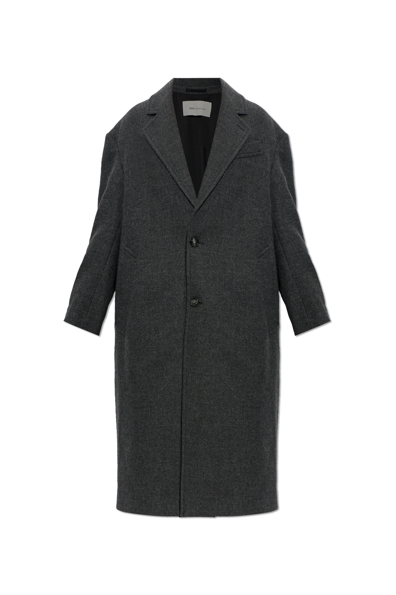Grey Wool coat with single vent Ami Alexandre Mattiussi - Vitkac